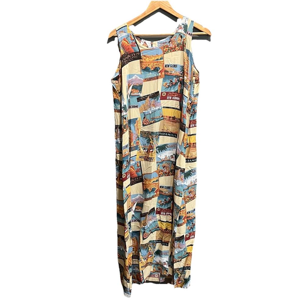 Reyn Spooner Vtg 100% Spun Rayon Hawaiian‎ Women's Tank Maxi Dress Size Medium